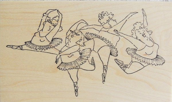 Sello de caucho Girlfriends montado en bloque de madera- Dancers