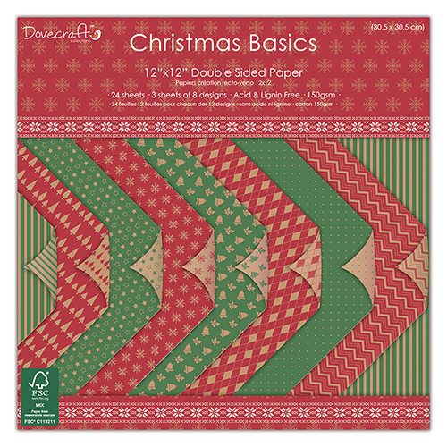 Pack de Hojas Dovecraft 12x12 "Christmas Basics"