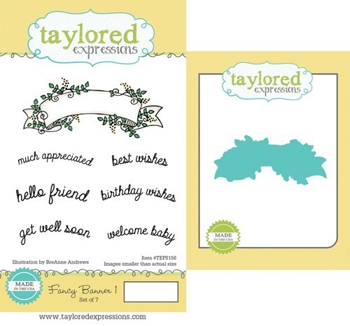 Taylored Expressions Fancy Banner Rubber Stamp + Die