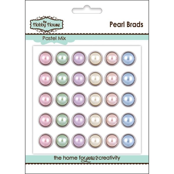 Perlas en Brads de colores pasteles- 30 piezas
