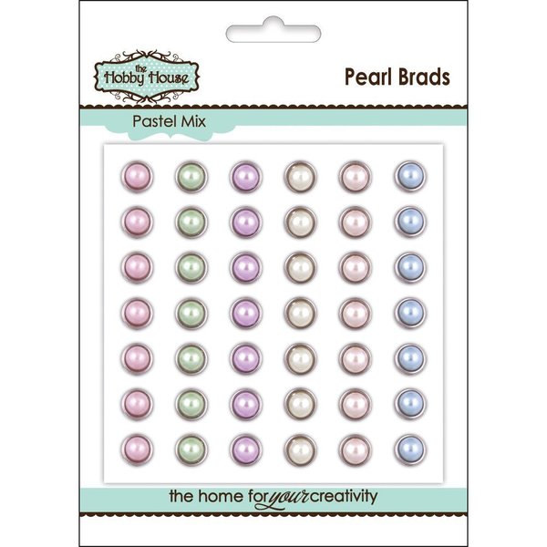 Perlas en Brads de colores pasteles- 42 piezas